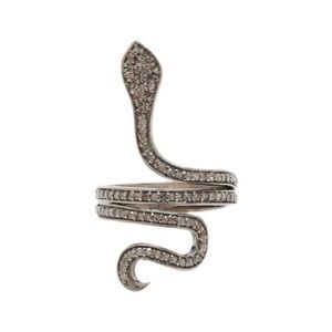 Adorina Champagne Diamond & Black-Plated Sterling Silver Snake Ring Size 6